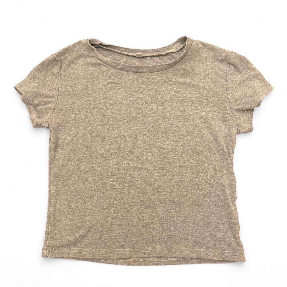Brandy-melville Women's Grey and Brown T-shirt